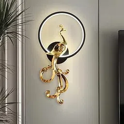 Harold Electricals Metal Modern Peacock Wall Light | Wall Lamp Fixture for Living Room, Bedroom, Hall- Pack of 1 (Inbuilt Led) (Right)-picture-23