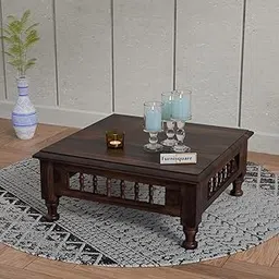 Solid Sheesham Wood Pooja Chowki for Home & Mandir | Wooden Pooja Table for Temple Hall & Office | Traditional Table Wooden Chowki for Pooja Room | Rosewood, Walnut Finish-image-38