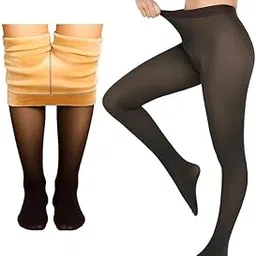 kmjsa Women's Skinny Fit Mid Rise Soft Touch Thermal Skinny Tights - Ultimate Warm Fleece Leggings, Thermal Winter Tights Black-picture-10