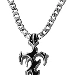 Bikers Jewelry Gothic Black Enamel Tribal Fire Cross Black And Silver Stainless Steel Pendant Necklace Chain For Men And Women SPn20221109-image-51
