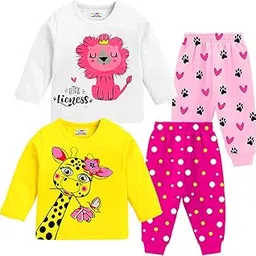 kuchipoo Girls Regular Fit Cotton T-Shirts and Pyjamas Set-picture-36