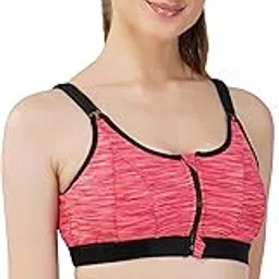 ingrid Women's Polyester Lycra Blend Non Padded Wire Free Sports Bra Full Coverage with Zip Closure and Adjustable Velcro Straps-picture-28