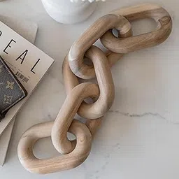 SHAHAZ CRAFTS Wooden Chain Link Sculpture | Handmade Solid Wood Decorative Chain for Table & Shelf Decor | Natural Finish Home & Office Accent (Modern Minimalist Design)-picture-31