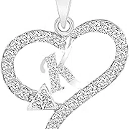 Spade shape K Letter Fashion Jewellery Valentine Gift Alphabet Heart Chain Necklace pendant for girls women men boys girlfriend Jewellery Gold-plated Cubic Zirconia Alloy Brass Pendant-image-26
