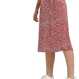 Midi Skirt for Women Athletic Skorts with 3 Pockets Modest Skirts Active Running Skort, Red White Dot, X-Large-image-40