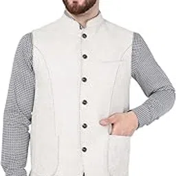 modi jacket Men's White & Brown Terry Wool Textured (Bandhgala Jacket)-KHFW-picture-20