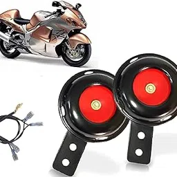 Auto Pearl 12V 110dB 3A Motorcycle Loud Tone Sound Loud Horn Fits Moped Scooter Electric Bike Black-Red with wiring compatible with GSX R1300 Hayabusa (Pack of 2)-picture-37