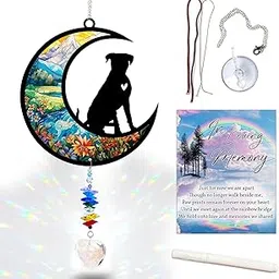 MOTAVYN Boxer Suncatcher, Personalized Pet Loss Gift with Name & Date, Heart-Shaped Crystal Sun Catcher, Dog Remembrance Sympathy Rainbow Maker for Window & Garden image 1