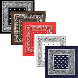 bismaadh Multifunctional Paisley Bandanas for Men & Women - 100% Cotton - 5Pack-picture-23