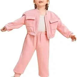 ameeha Kids Winter Wear Casual Clothing Set for Baby Boy Girl (4 Years-5 Years, Pink-Plain)-picture-28