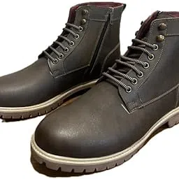 hansa Men's Genuine Leather High Ankle Boots | Memory Foam Cushioned Outdoor Boots with Lace-Up & Zipper Closure | Anti-Slip Sole, Comfortable Footwear for Hiking, Travel & Casual Outfits (Brown)-picture-37