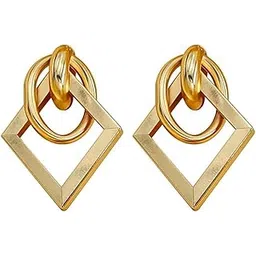 oomph Jewellery Gold Tone Geometric Fashion Drop Earrings for Women & Girls Stylish Latest (ESSK152_A)-picture-16