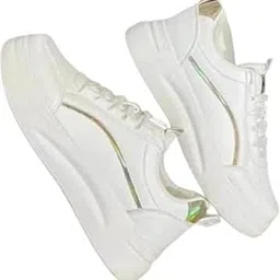 ezdezario Women & Girls White Stylish Design Lace-up Lightweight and Comfortable Shoes for Parties, as Well as Gym Casual Sports Sneakers Shoes-picture-49