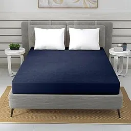FURNI STUDIO Waterproof Premium Terry Cotton Feel Mattress Protector Queen Size 70x 75 Inch | Ultra Soft & Breathable Fitted Bed Protector Terry Cover Fits Upto 10 Inches (70 x 75, Blue)-picture-31