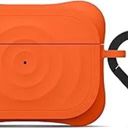 Necessories® Silicone AirPods Pro Case - Ripple Design, Compatible with 1st & 2nd Gen, Non-Slip Coating Inside, with Carabiner (Orange)-picture-68