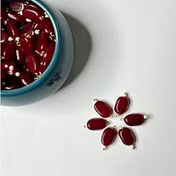 Beads & Crafts: Flat Oval Glass Hanging Beads Chocolate Bead 11mm x 8mm for Jewelry Making, Necklace, Earring, Bracelet, Embroidery, Dresses (Pack of 100 Pcs) (Maroon)-picture-19