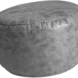 Brown Round Ottoman Pouf Cover Footstool Slipcover Dark Gray-picture-24