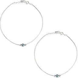 925 Siller Anklet for Women Set of 2 | Pure 925 Silver Evil Eye Ball Payal | Charm Anklet for Party, Wedding, Office & Everyday Wear | Gift for Women & Girls | Elegant, Trendy, Stylish, Comfortable Jewellery-image-71