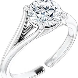 highspark 925 Silver Split Shank Ring for Women | 92.5 Sterling Silver & Diamond Like Brilliance Sparkling Zirconia | Adjustable Contemporary Style | Lovely Gift - Split Shank-picture-24