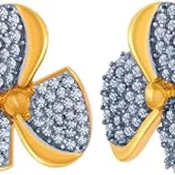 p.c. chandra jewellers 14k (585) Yellow Gold and American Diamond Stud Earrings for Women-picture-18