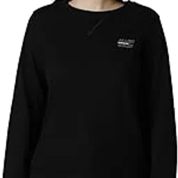 Women Black Solid Round Neck Sweatshirt-image-66