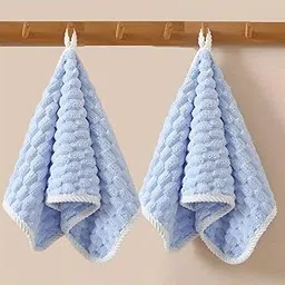 Microfiber Hand Towels/Face Towel/Small Size Towel/Towel for Men, Women & Babies/Ultra Soft, Absorbent & Quick Dry Towels for Gym, Travel 300 GSM (Blue)-picture-37