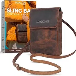 maka zai Hunter Leather Sling Bag | Handcrafted Unisex Crossbody for Travel, Work & Daily Style | Compact Vintage Design with Adjustable Strap-picture-14