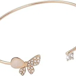 anuradha plus jewellery elegant rose gold-plated butterfly design with shimmering white stone stud cuff bracelet, Kada bracelet for women and girls.-picture-49