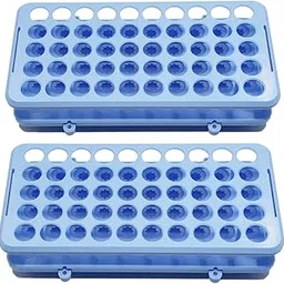 LSVERDE 2 Pcs Plastic Test Tube Rack Holder for 5ml/10ml/15ml Centrifuge Tubes, Detachable,Silicone Pad Tubes 50 Holes with Hole Diameter 18 mm (Light Blue）-image-12