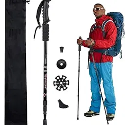 RIMDIXA Hiking Trekking Poles, Collapsible,Lightweight, Anti Shock, Hiking or Walking Sticks,Adjustable Hiking Pole for Men and Women (Pack of 1)-image-96