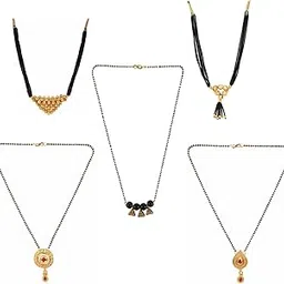 efulgenz Ruby Emerald/Color CZ Stone Mangalsutra for Women (Pack of 4) image 1