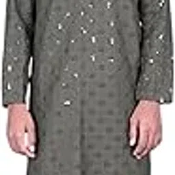 Buy Men Grey Colour Kurta Pajaama-image-14