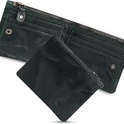 bbelle co. BBELLE CO Minimalist Crunch Zip Wallet for Men Leather Slimfold Wallet (Green)-picture-42
