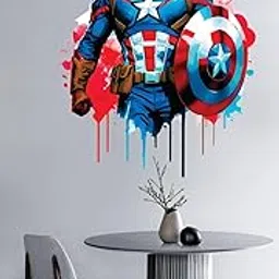 Techgift Captain America Wall Decal Sticker, Superhero Design Wall Sticker, Size - 59 Cm X 47 cm, Superhero Room Decor Sticker-picture-18