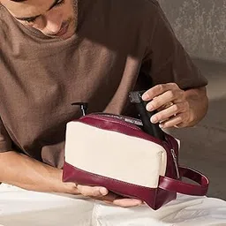 Lifelong Personalised Travel Pouch | Premium Water-Resistant Canvas Toiletry Bag for Men & Women |Compact & Spacious Toiletry Bag for Travel, Gym, Daily Use, Shaving Kit & Cosmetic Bag (Maroon) image 1