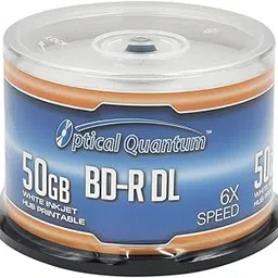 Optical Quantum 6X 50GB BD-R DL White Inkjet Printable Blu-ray Double Layer Recordable Media, 50-Disc Spindle-image-6