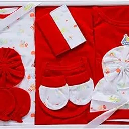 Babeemall 13 Pc New Born Baby Gift Set | Baby Shower Clothing Hamper for Boys & Girls | 100% Cotton Clothes Combo | Gift for New Parents | Infant Clothing Gift Set for Newborn (Red)-picture-14