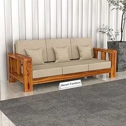 Sheesham Wooden Sofa Set 3 Seater - Premium Wooden 3 Seater Sofa for Living Room with Comfortable Cushion - Solid Wood Sofa for Home & Office Furniture (Honey, Henry 3 Seater)-image-20