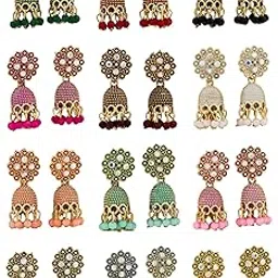 dew mat earings jhumka for women earrings for girls jhumka combo Cubic Zirconia, Diamond Alloy Jhumki Earring-picture-37