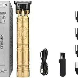 Vintage T9 Professional Hair Clipper Kit, 4 Guide Combs, Cleaning Brush, USB Charging Cable, Black-image-91
