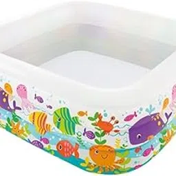 Sea Aquarium Square Fish Printed Baby Inflatable Swimming Pool for Kids| Big Kiddie Baby Party Play Pool Tub For Kids | Portable Baby Bath Tub Indoor Outdoor Home Garden & Farmhouse(5x5Ft)-image-88