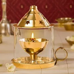 ServDharm Brass Akhand Diya (Large, 6.5 Inches, 40 ml Oil Capacity)-image-0