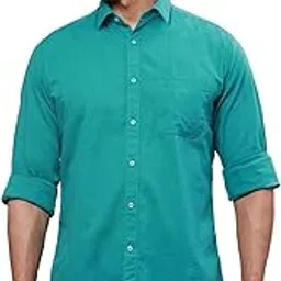 raymond Men's Pure Cotton Solid Pattern Slim Fit Regular Collar Full Sleeve Casual Shirt-picture-17