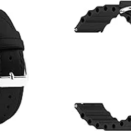 ACM Pack of 2 Watch Strap Leather & Silicone Belt 22mm compatible with Huawei Watch Gt 6 Pro Smartwatch Casual Classic Band (Black)-image-80