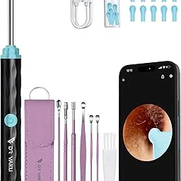 Dr Vaku® Earocam Earwax Removal Tool with Extra Cleaning Kit (Set of 7) HD Camera Wifi Connection & 6 LED Lights Endoscope Tool Ear Cleaner + 11 Silicone Tips Free & Storage Case-Black/Purple-image-92