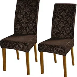 HOKIPO 200 GSM Premium Embossed Velvet Series Chair Covers Set of 2, Brown (AR-5125-BR*2)-picture-28