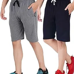 thirteen eleven Men's Solid Regular Cotton Bermuda Shorts with 2 Zip Pockets (KM-Mens-shts-101-C2_Grey Navy_S)-picture-45