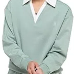 HUNNIT Vintage Polo V-Neck Full Sleeve Sweatshirt for Women | Relaxed Fit Solid Cotton Sweatshirts | Lightweight & Soft Comfortable Everyday Wear Sweatshirt for Outdoor and Workout-picture-35