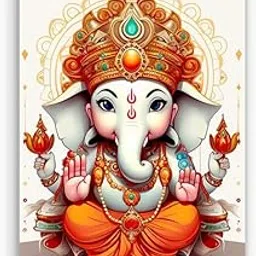 Lord Ganesh Fridge Magnet - Religious Gifts for Kitchen Decoration - Acrylic Refrigerator Magnet Size: 8.2 x 5.2 Cms-picture-11