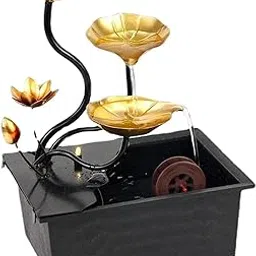 Pinakine® Mini Cascading Tabletop Water Fountain Decoration USB with Lights Decorative|53086041PNKL-picture-16